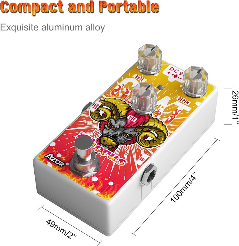 Azor Mini Chorus Guitar Pedal for Pedal Boards, Classic Goat Digital Chorus Effects Pedal for Electric Guitar AP511 - Image 3